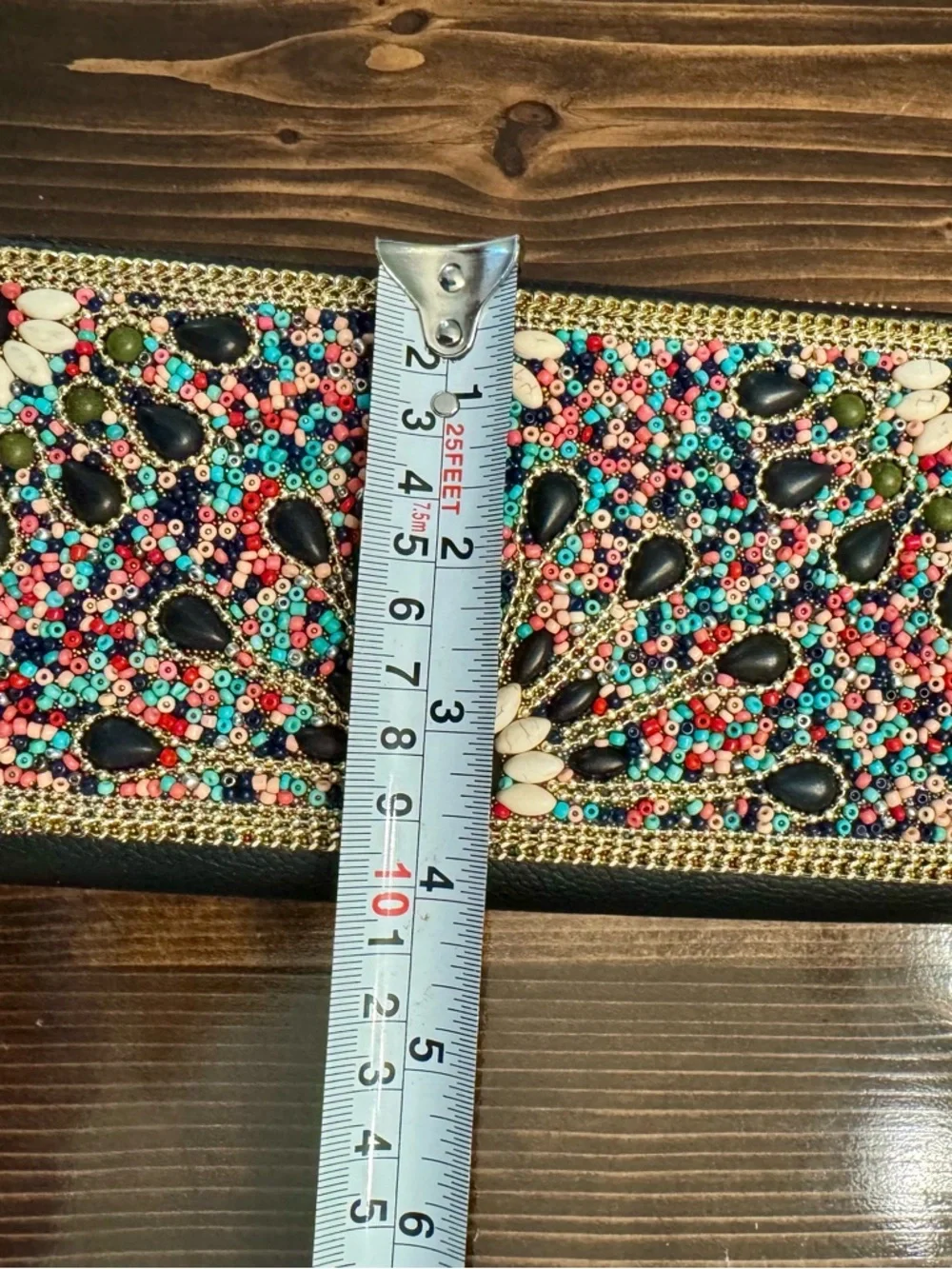 Colorful Beaded Bohemien Statement Wallet Clutch